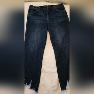 DEMOCRACY Jeans Womens Ab Solution Denim Blue Stretch Raw Hem Crop